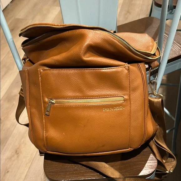 Fawn Design Tan Faux Leather Diaper Bag - Picture 1 of 8